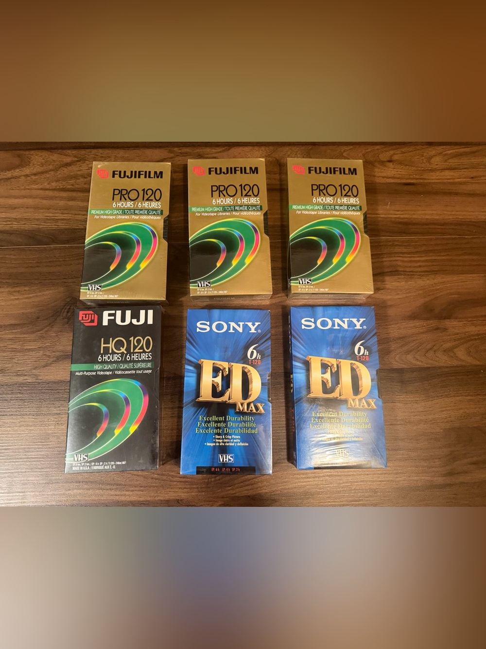 2 Sony, 3 Fujifilm Pro 120, 1 Fuji HQ 120 VHS Tapes